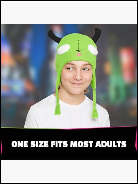 Invader Zim Gir Knit Beanie Hat with Ears and Tassels